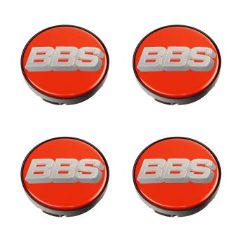 4 x BBS 2D Nabendeckel Ø70,6mm rot, Logo silber - 10023605 10016291